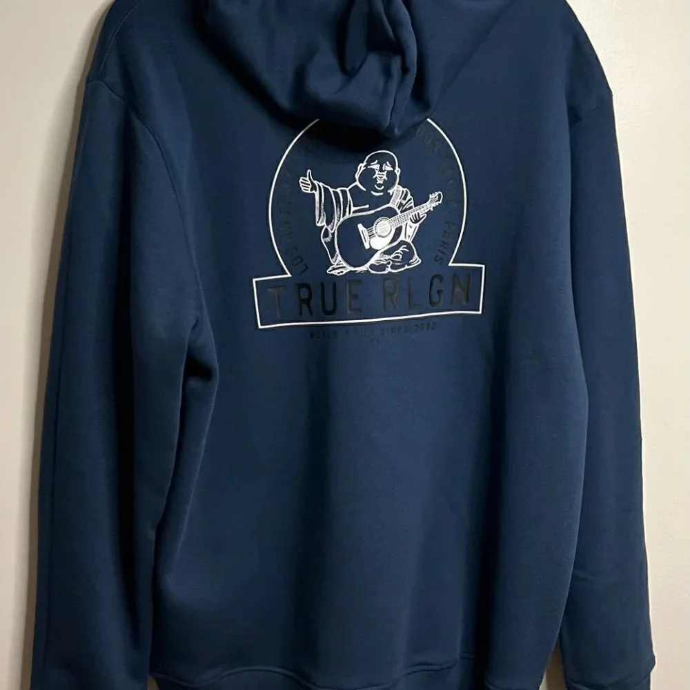 Religion BUDDHA ZIP HOODIE In Navy Blue Size XL